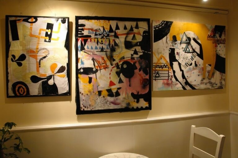 canvases in an exhibition by Andreas Karaoulanis