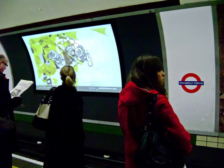 bestbefore animation on the London Underground screens, Piccadilly Circus